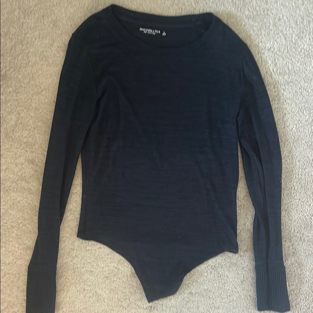Abercrombie Black Long Sleeve Fleece Bodysuit